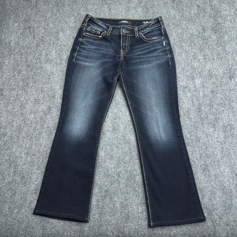 Silver Jeans Womens 28x31 (Fits 32x27) Elyse Mid Rise Slim‎ Bootcut Fluid Denim